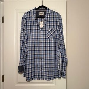 NWT Flag & Anthem Men’s XXL Blue and White Plaid Button Up